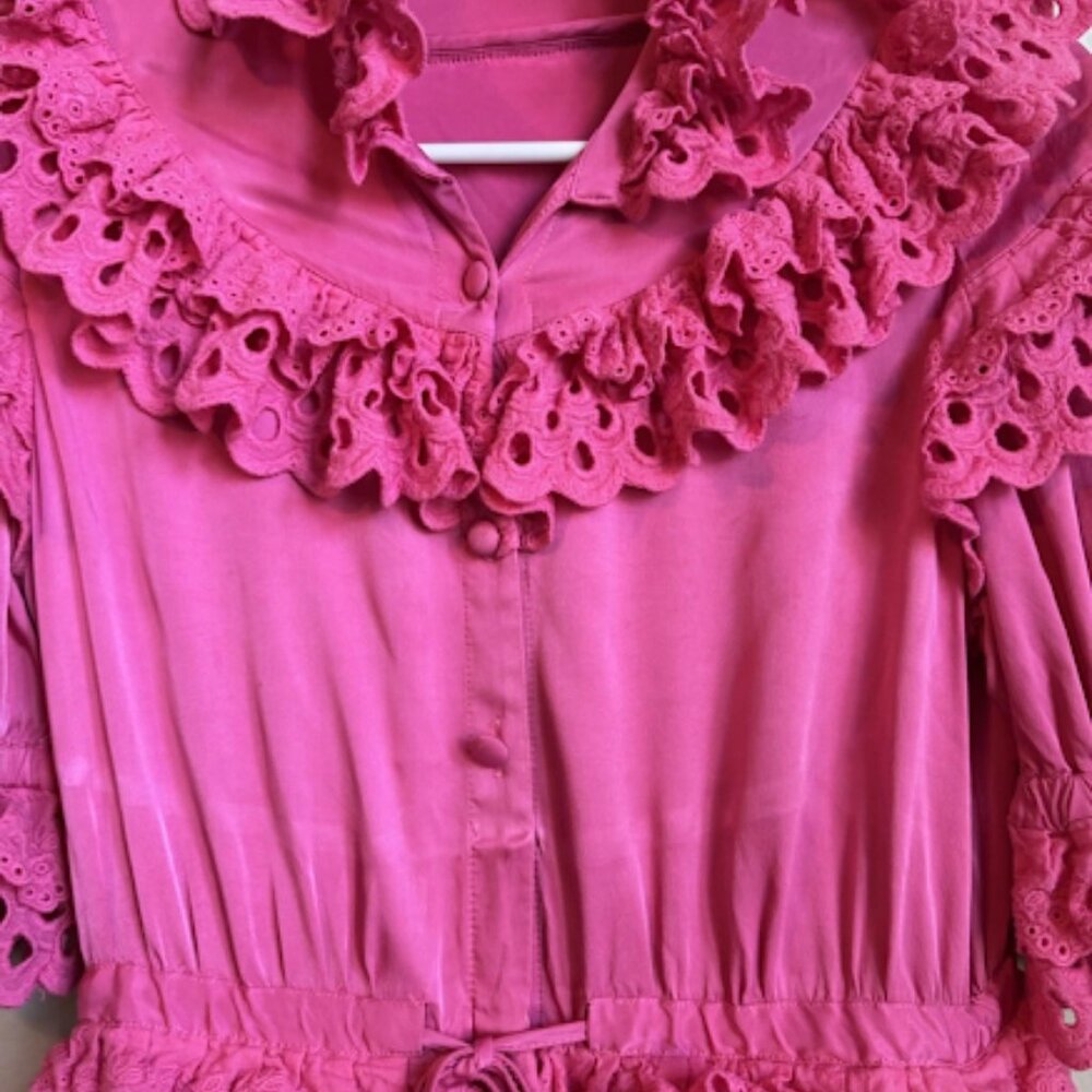 Pink Ruffled Tiered Mini Dress - Picture 5 of 12